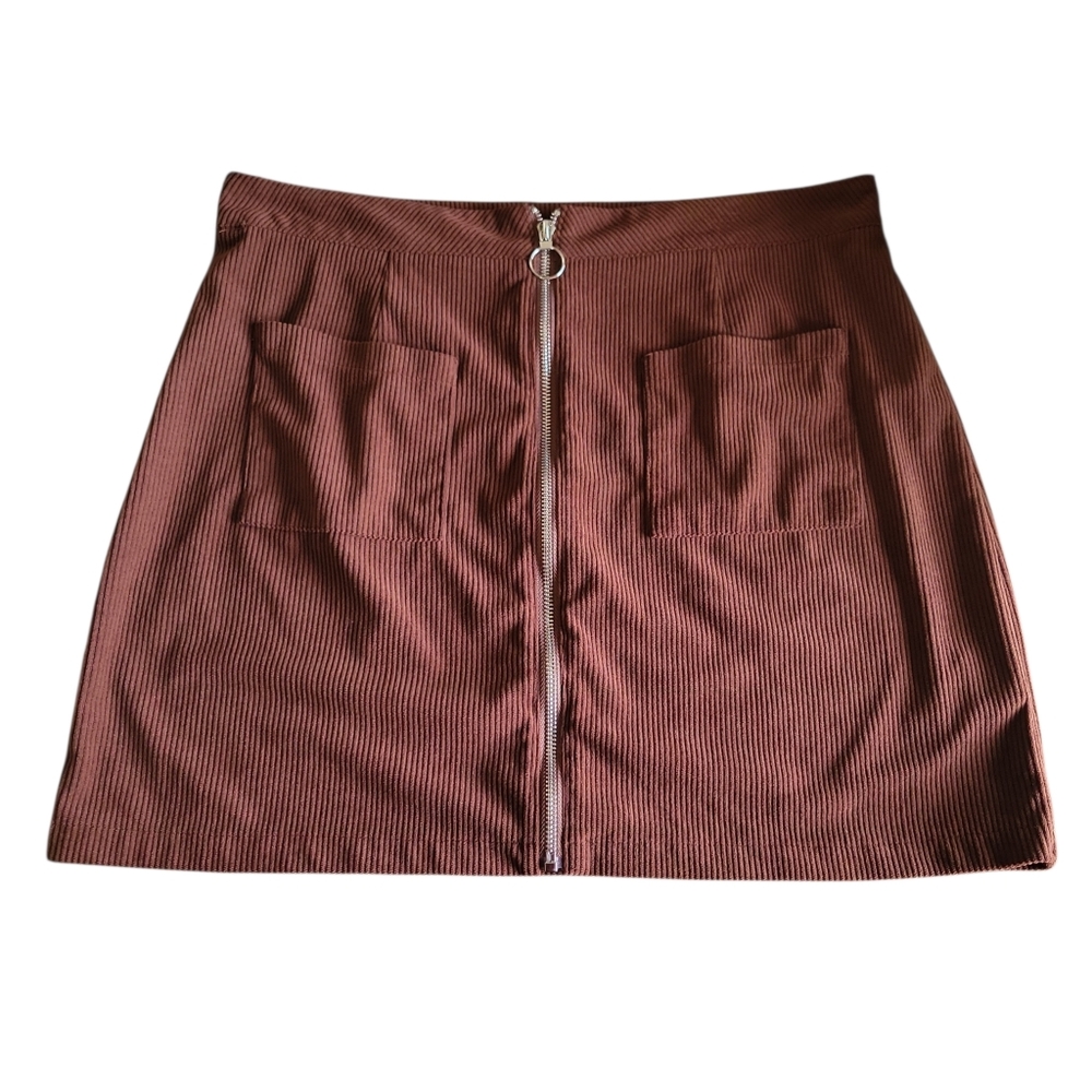 SHEIN Burgundy Brown Corduroy Mini Skirt Women's Size XL